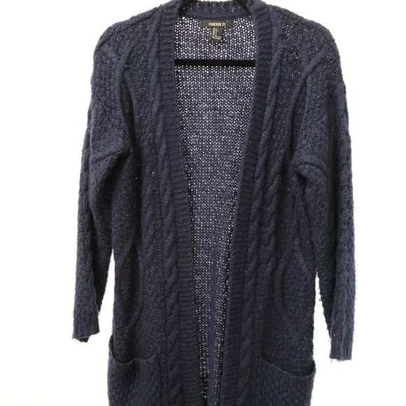 Forever 21 Sweaters - Forever 21 navy cable stitch cardigan Forever 21 Sweaters - Forever 21 navy cable stitch cardigan